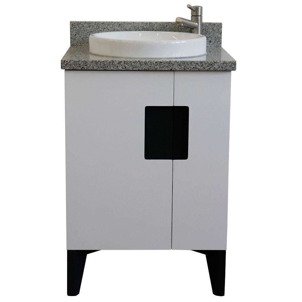 Bellaterra 25" Wood Single Vanity w/ Counter Top and Sink White Finish 408800-25-WH-GYRD