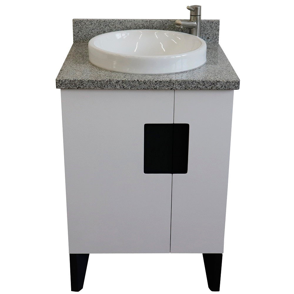 Bellaterra 25" Wood Single Vanity w/ Counter Top and Sink White Finish 408800-25-WH-GYRD