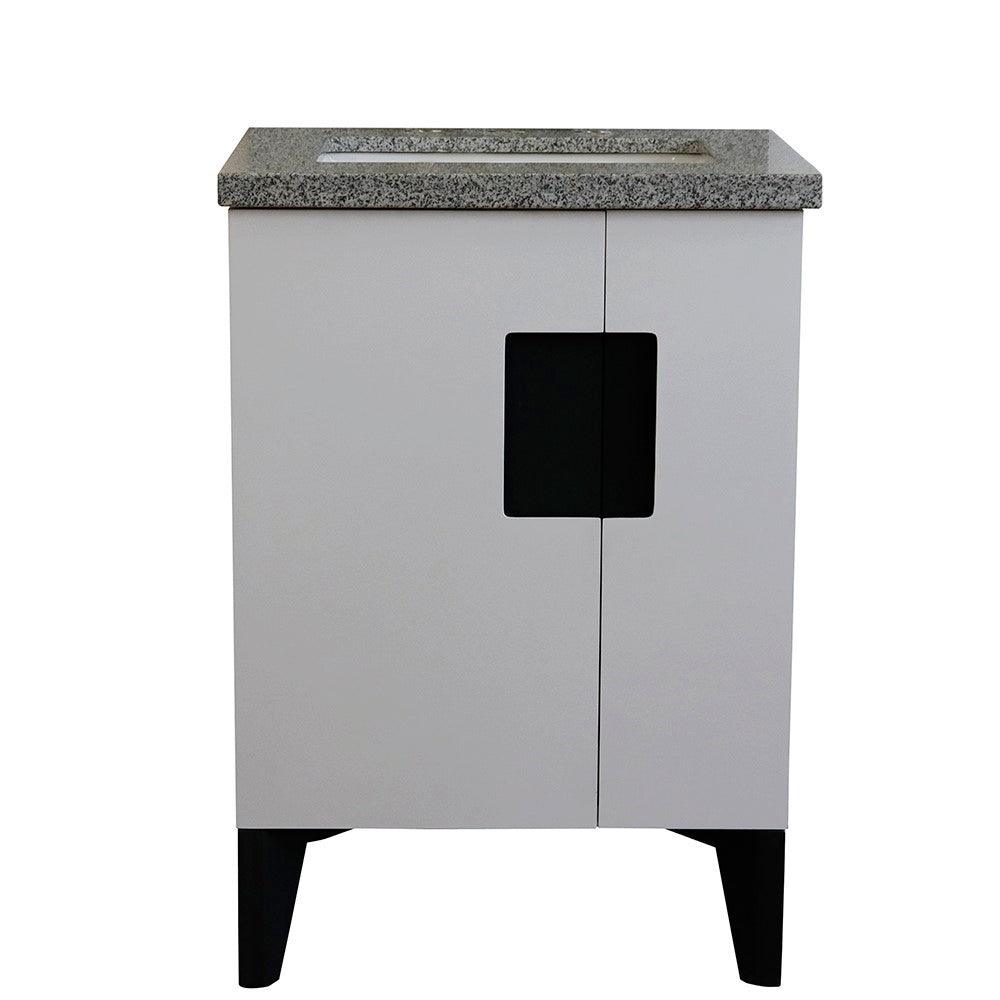 Bellaterra 25" Wood Single Vanity w/ Counter Top and Sink White Finish 408800-25-WH-GYR