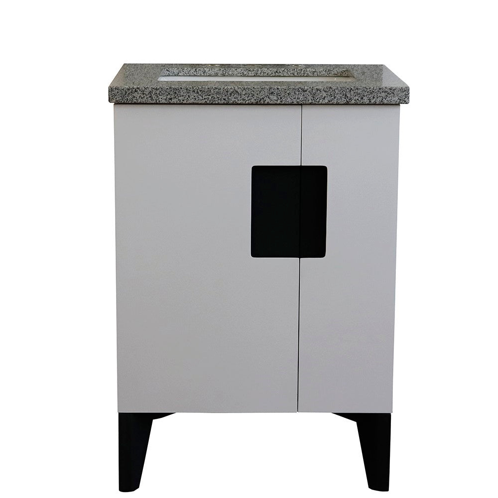 Bellaterra 25" Wood Single Vanity w/ Counter Top and Sink White Finish 408800-25-WH-GYR