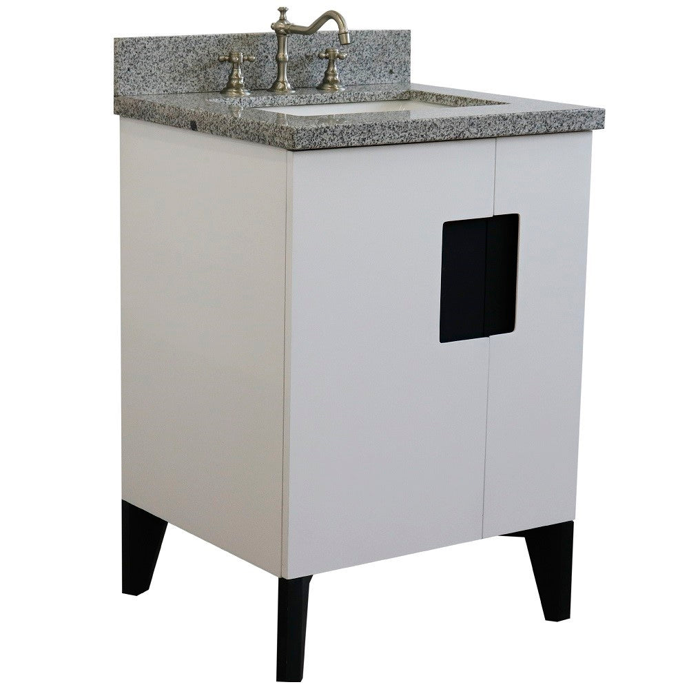 Bellaterra 25" Wood Single Vanity w/ Counter Top and Sink White Finish 408800-25-WH-GYR