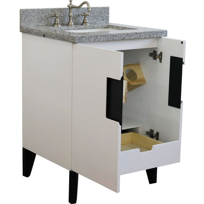 Bellaterra 25" Wood Single Vanity w/ Counter Top and Sink White Finish 408800-25-WH-GYR