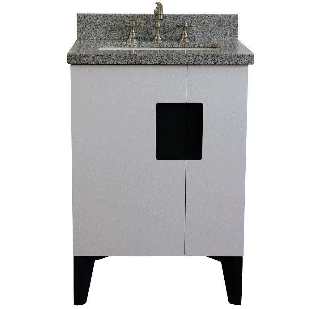 Bellaterra 25" Wood Single Vanity w/ Counter Top and Sink White Finish 408800-25-WH-GYR