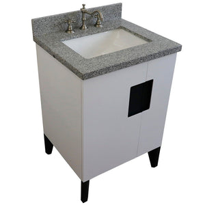 Bellaterra 25" Wood Single Vanity w/ Counter Top and Sink White Finish 408800-25-WH-GYR