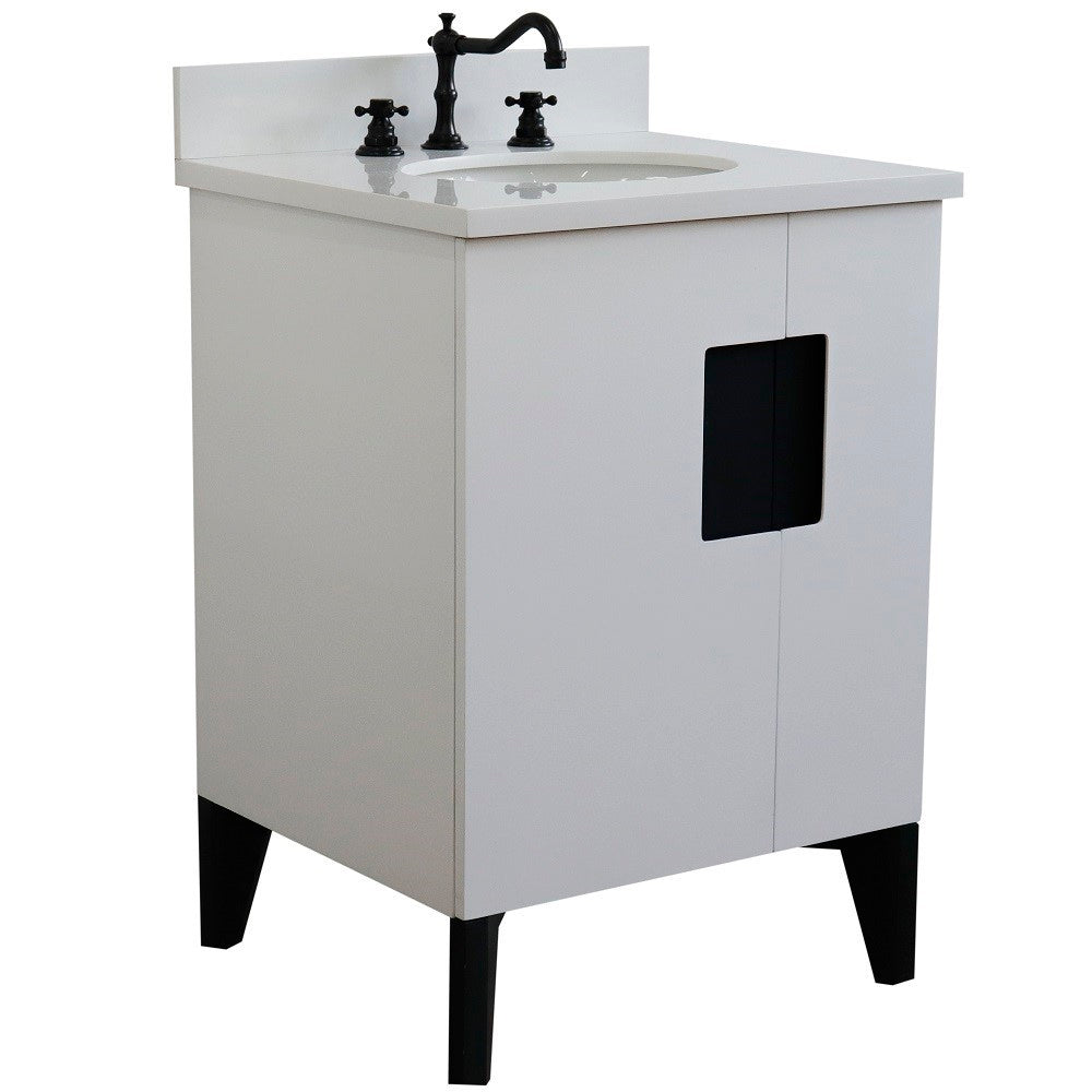 Bellaterra 25" Wood Single Vanity w/ Counter Top and Sink White Finish 408800-25-WH-WEO