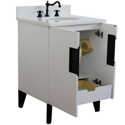 Bellaterra 25" Wood Single Vanity w/ Counter Top and Sink White Finish 408800-25-WH-WEO