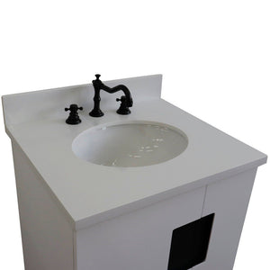 Bellaterra 25" Wood Single Vanity w/ Counter Top and Sink White Finish 408800-25-WH-WEO