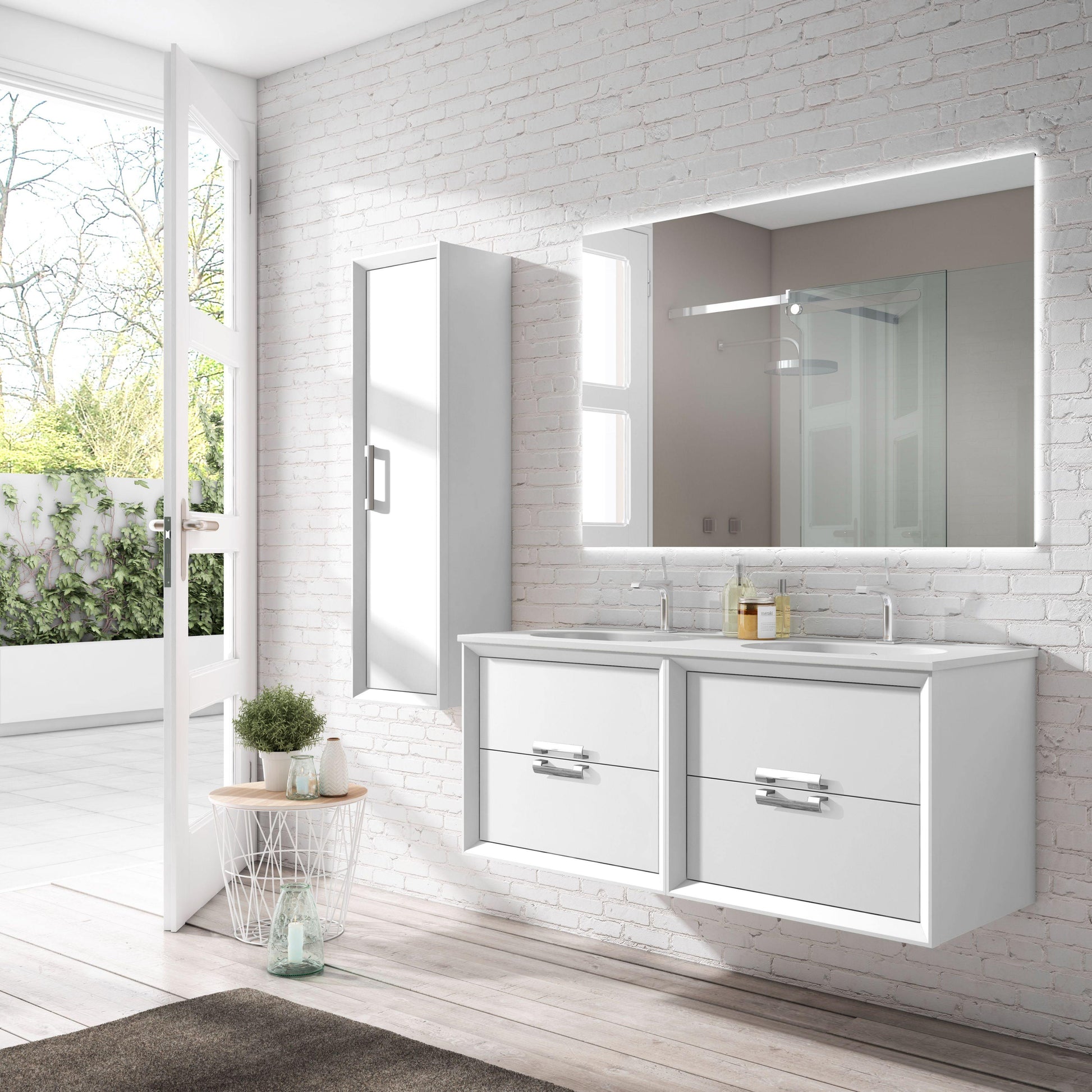 Lucena Bath 80" Décor Tirador Double Vanities in White, Black, Gray or White and Silver. - The Bath Vanities