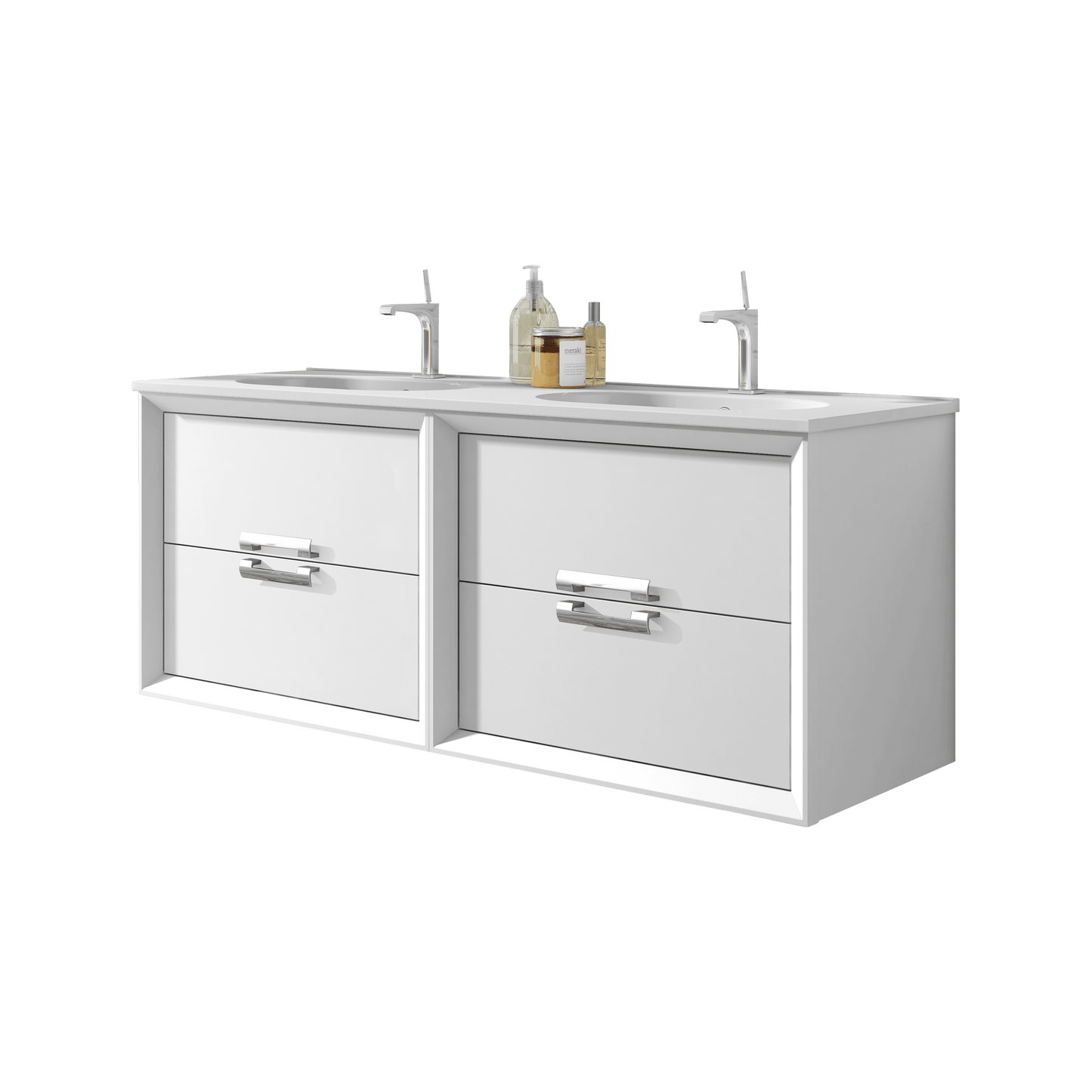 Lucena Bath 80" Décor Tirador Double Vanities in White, Black, Gray or White and Silver. - The Bath Vanities