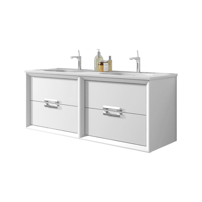 Lucena Bath 80" Décor Tirador Double Vanities in White, Black, Gray or White and Silver. - The Bath Vanities