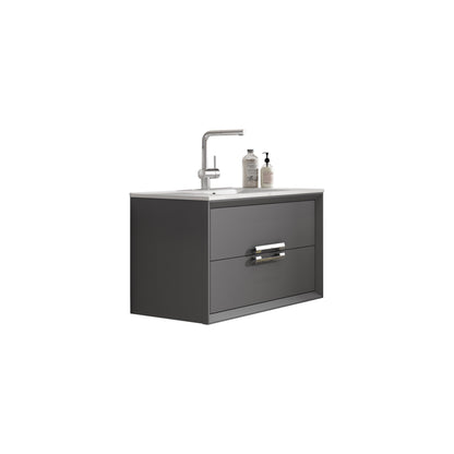 Lucena Bath 24" Décor Tirador Vanity in White, Black, Gray or White and Silver. - The Bath Vanities