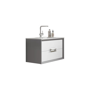 Lucena Bath 40" Décor Tirador Vanity in White, Black, Gray or White and Silver. - The Bath Vanities