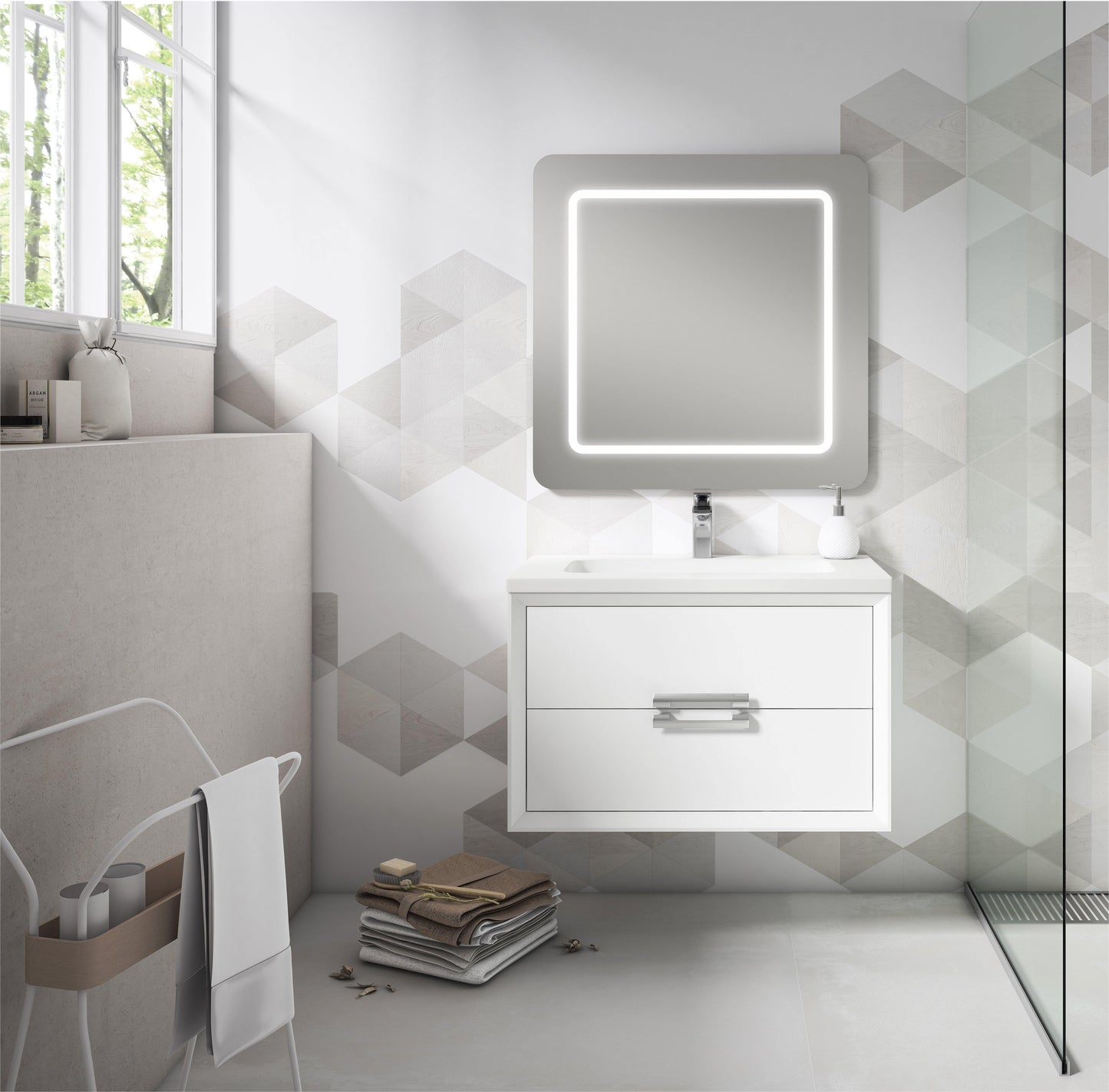 Lucena Bath 24" Décor Tirador Vanity in White, Black, Gray or White and Silver. - The Bath Vanities