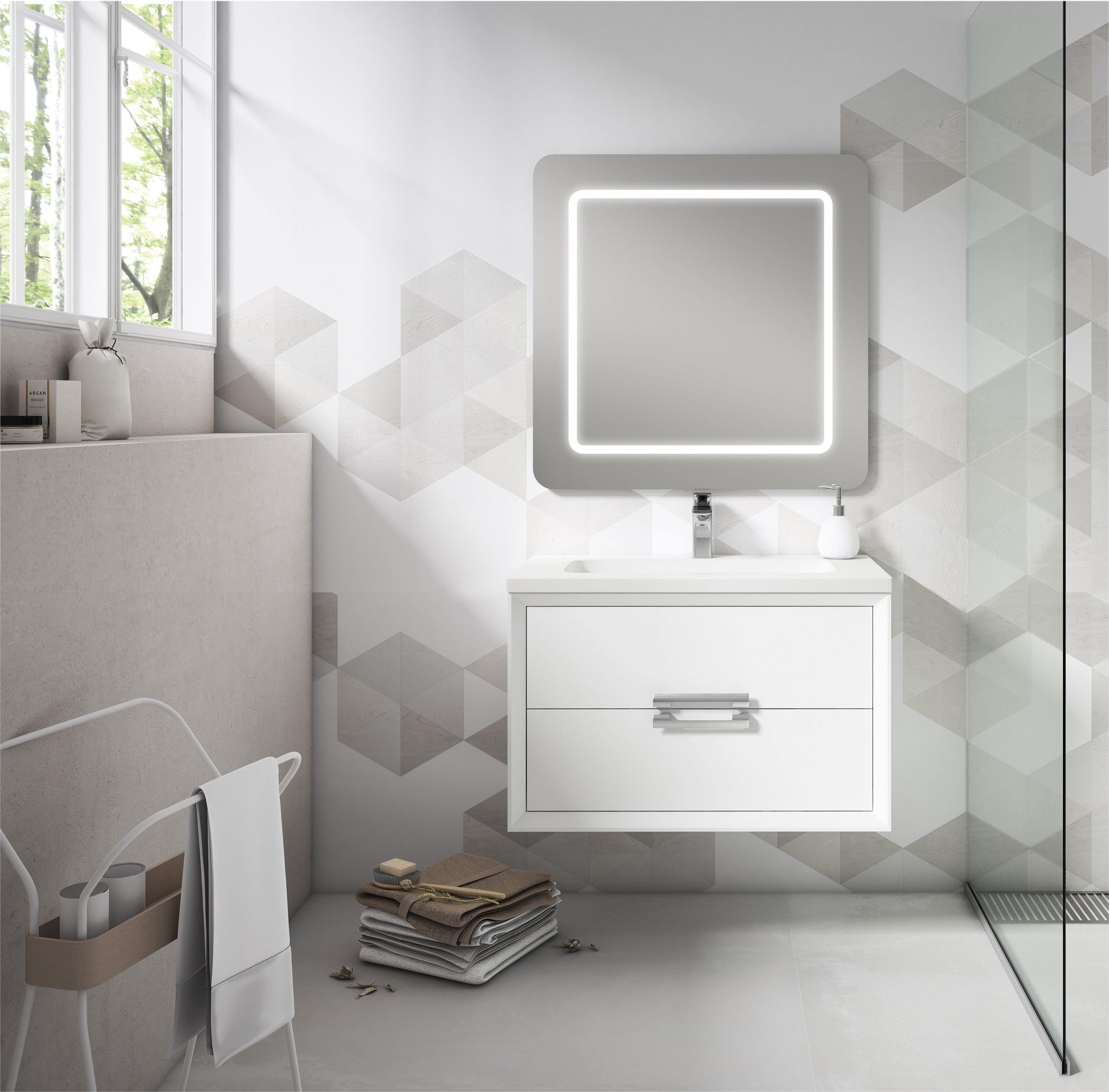 Lucena Bath 24" Décor Tirador Vanity in White, Black, Gray or White and Silver. - The Bath Vanities