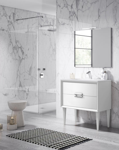 Lucena Bath 24" Décor Tirador Freestanding Vanity in White, Black, Gray or White and Silver. - The Bath Vanities