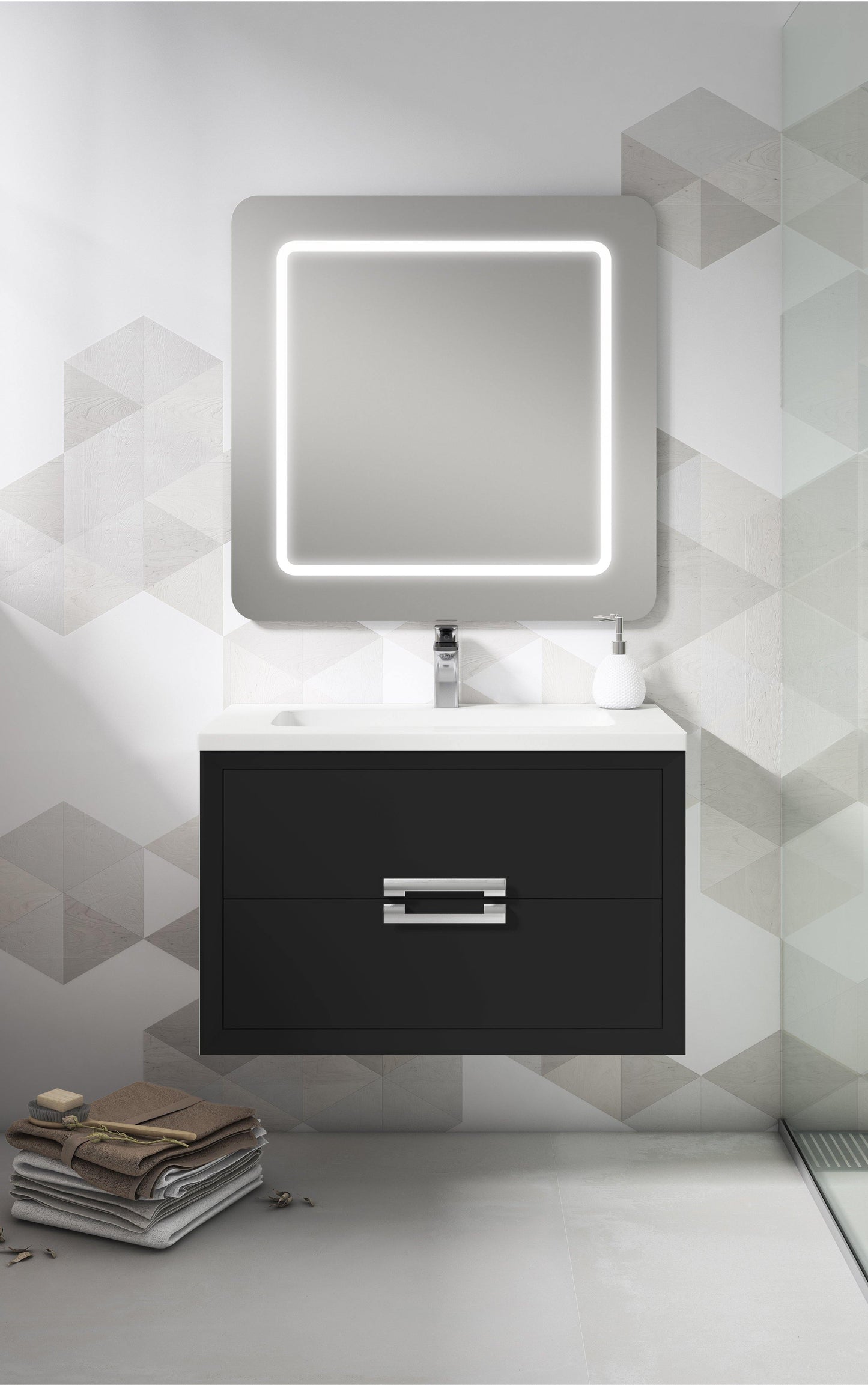 Lucena Bath 24" Décor Tirador Vanity in White, Black, Gray or White and Silver. - The Bath Vanities