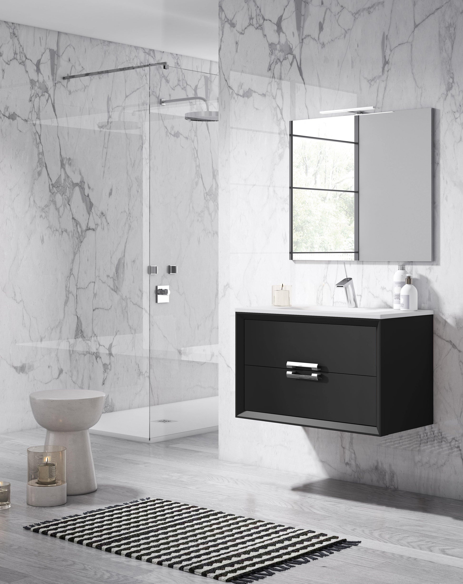 Lucena Bath 24" Décor Tirador Vanity in White, Black, Gray or White and Silver. - The Bath Vanities