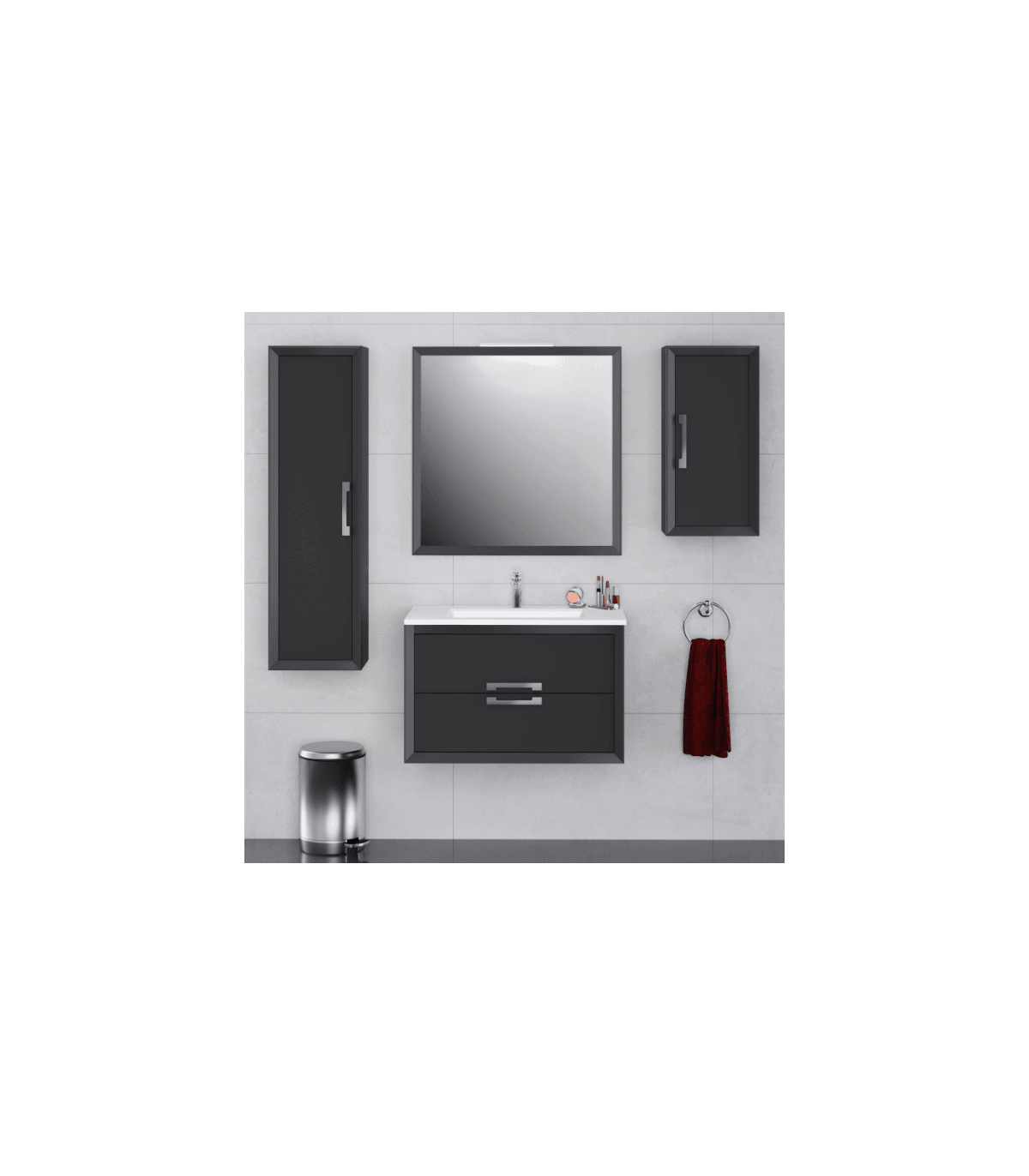 Lucena Bath 32" Décor Tirador Vanity in White, Black, Gray or White and Silver. - The Bath Vanities
