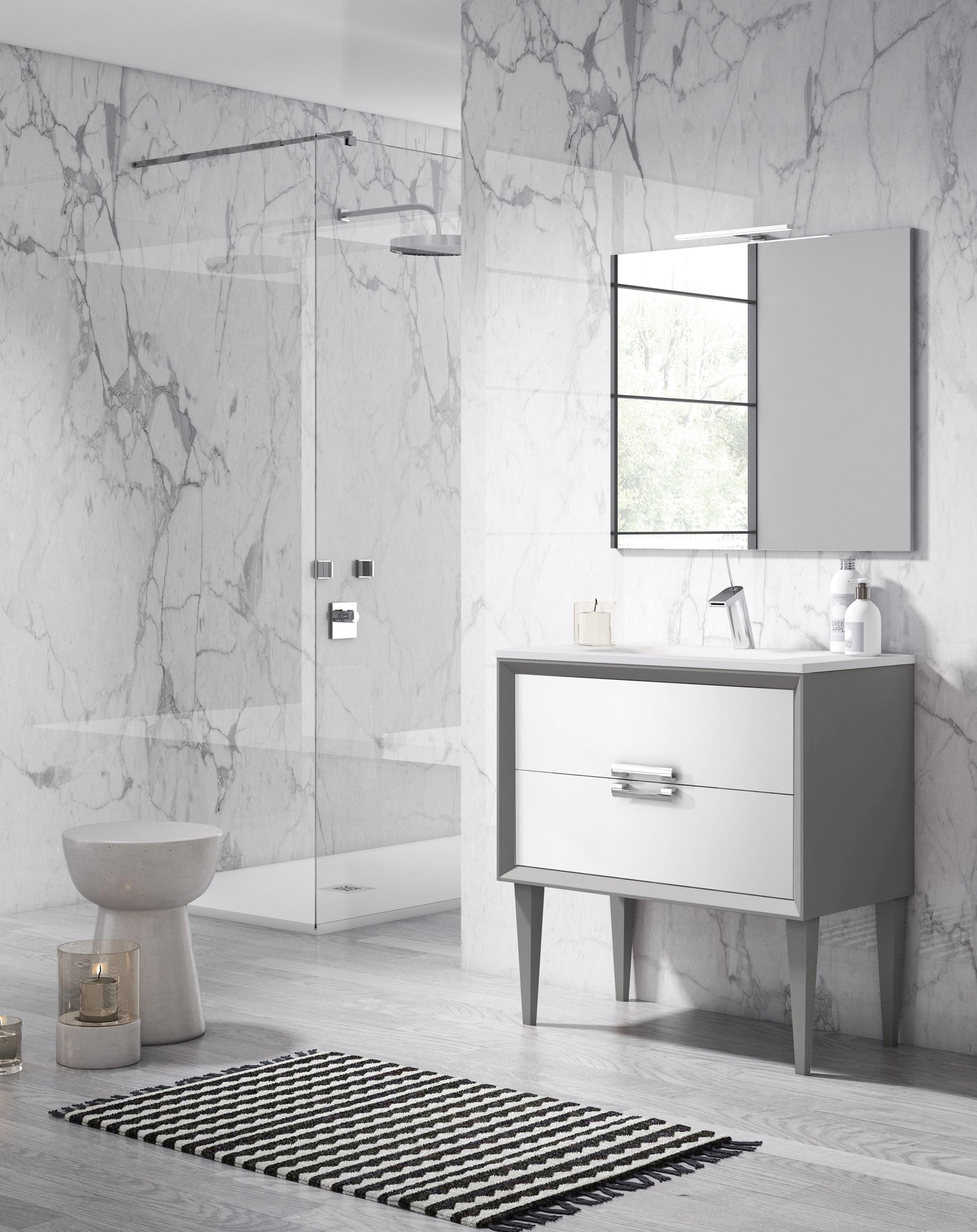 Lucena Bath 24" Décor Tirador Freestanding Vanity in White, Black, Gray or White and Silver. - The Bath Vanities