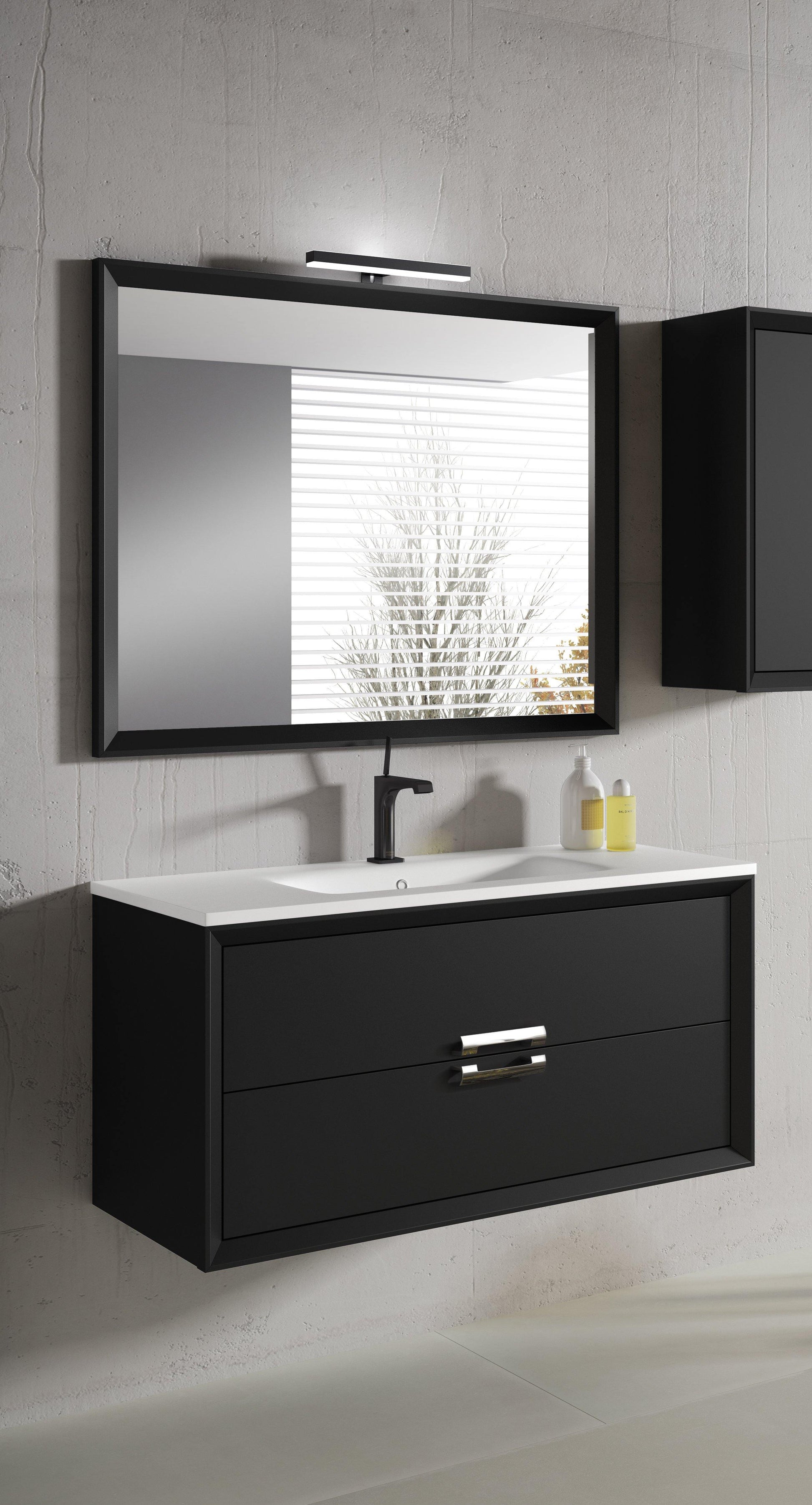 Lucena Bath 32" Décor Tirador Vanity in White, Black, Gray or White and Silver. - The Bath Vanities