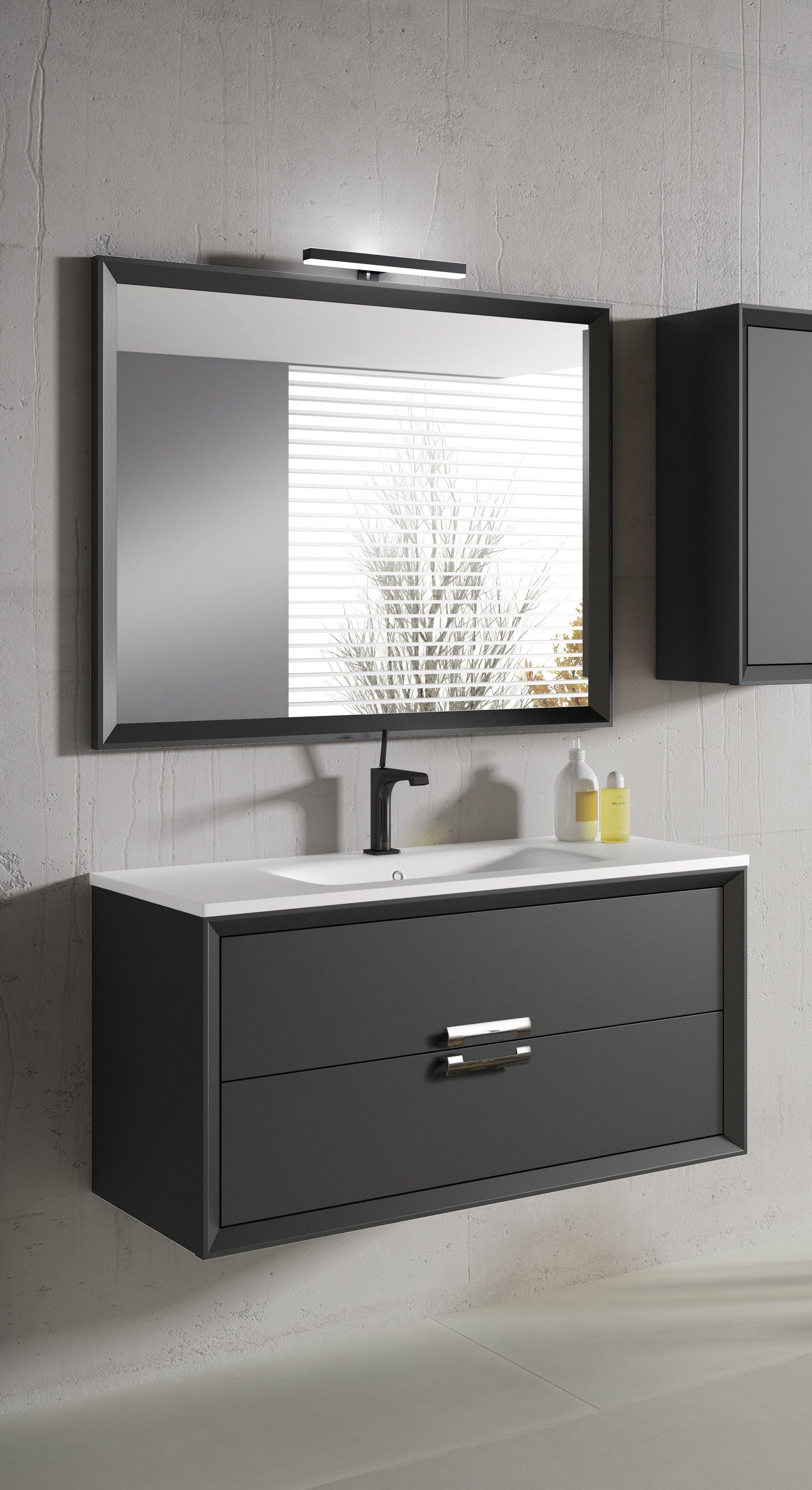 Lucena Bath 40" Décor Tirador Vanity in White, Black, Gray or White and Silver. - The Bath Vanities