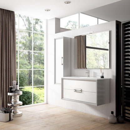 Lucena Bath 40" Décor Tirador Vanity in White, Black, Gray or White and Silver. - The Bath Vanities