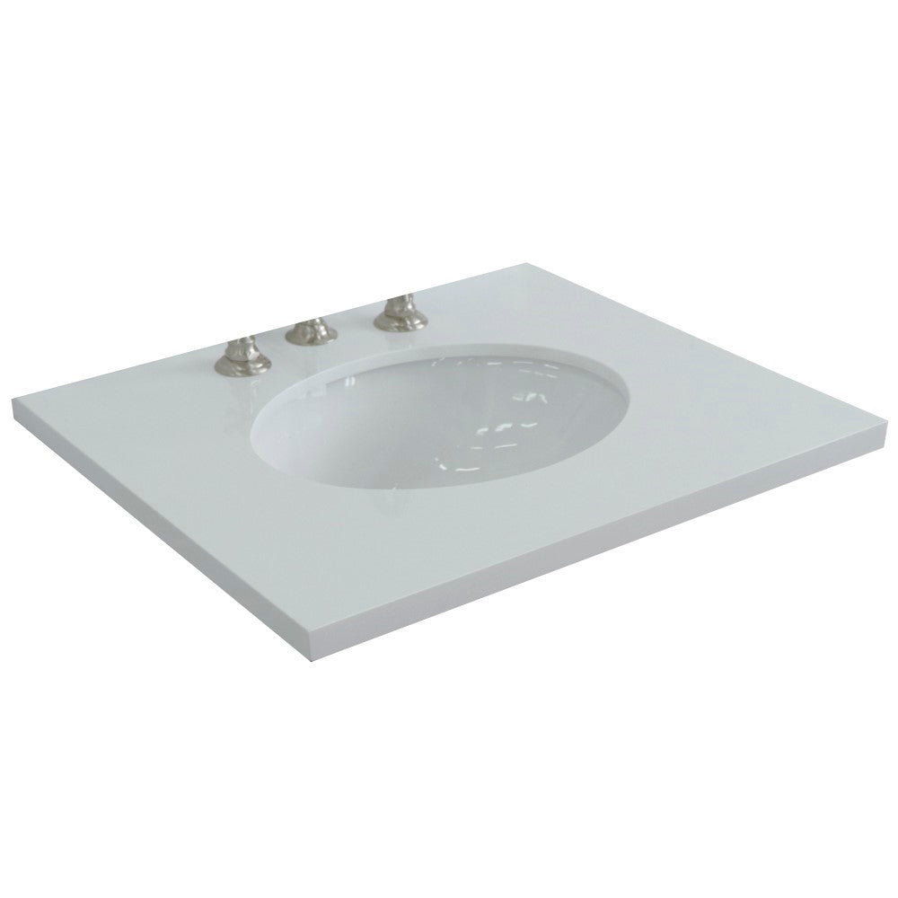 Bellaterra 25” White Quartz Countertop and Single Oval Sink 430001-25-WEO
