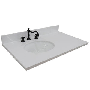 Bellaterra 37" White quartz Countertop and single Oval left sink 430001-37L-WEO