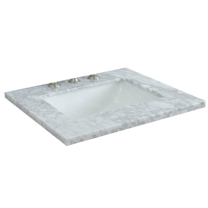 Bellaterra 25” White Carrara Countertop and Single Rectangle Sink 430002-25-WMR