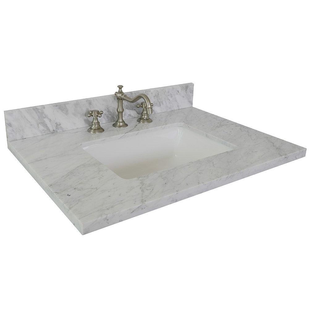 Bellaterra 31” White Carrara Top With Rectangle Sink 430002-31-WMR