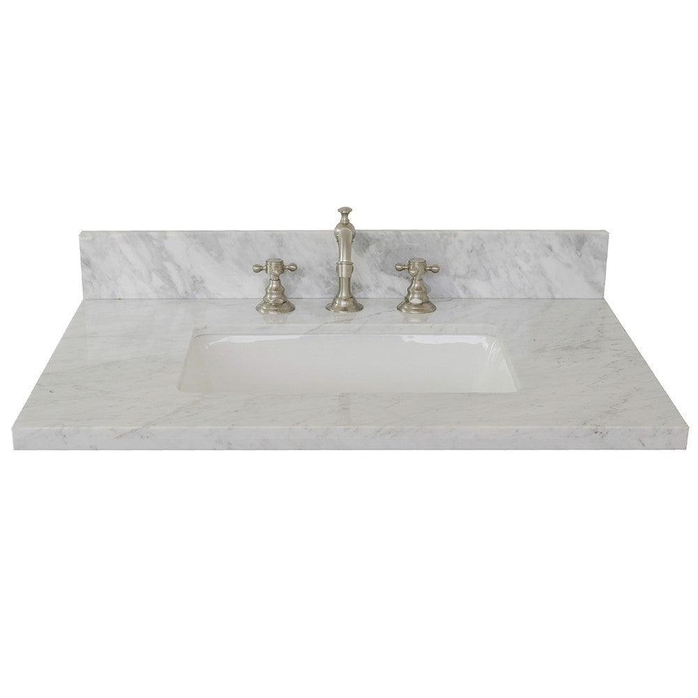 Bellaterra 31” White Carrara Top With Rectangle Sink 430002-31-WMR