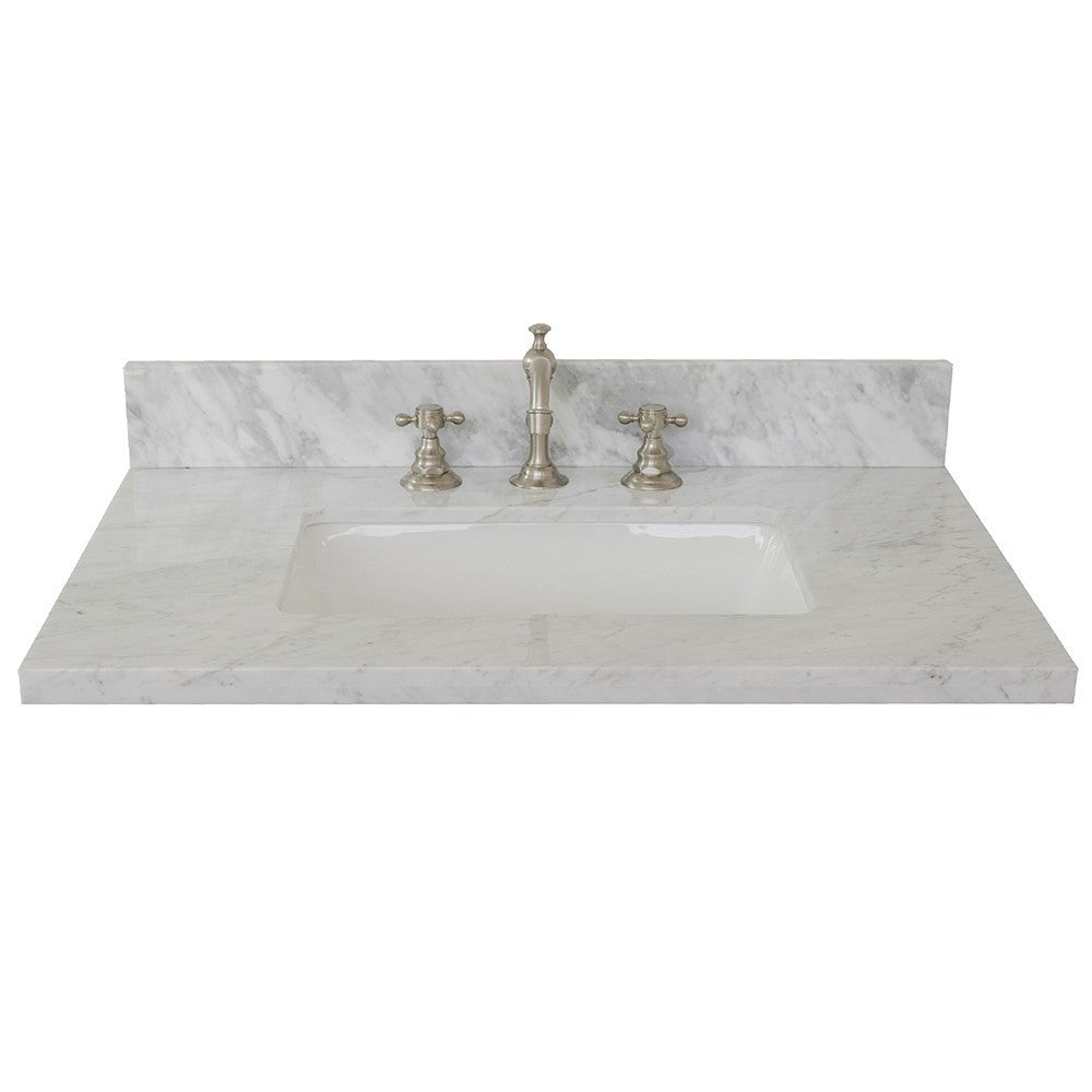 Bellaterra 31” White Carrara Top With Rectangle Sink 430002-31-WMR