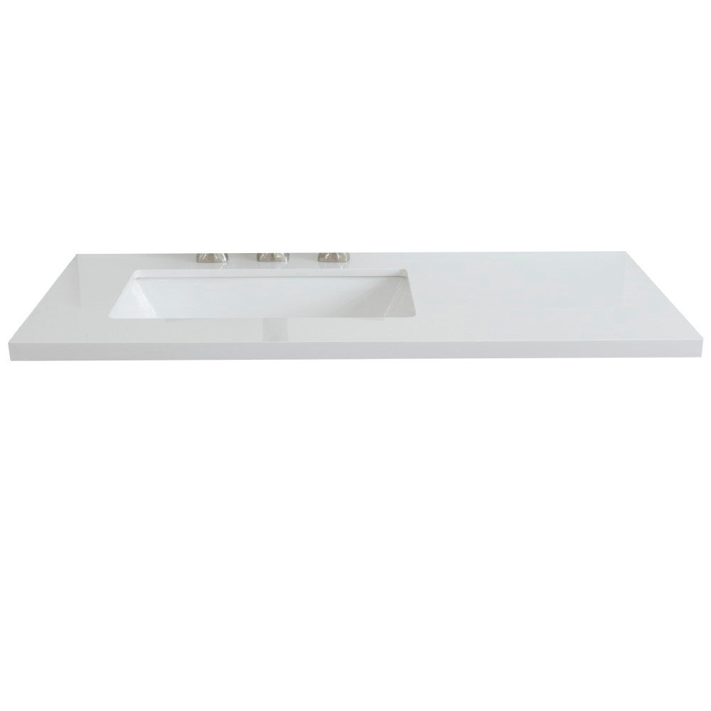 Bellaterra 37" White quartz Countertop and single Rectangle left sink 430002-37L-WER