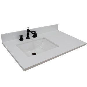 Bellaterra 37" White quartz Countertop and single Rectangle left sink 430002-37L-WER