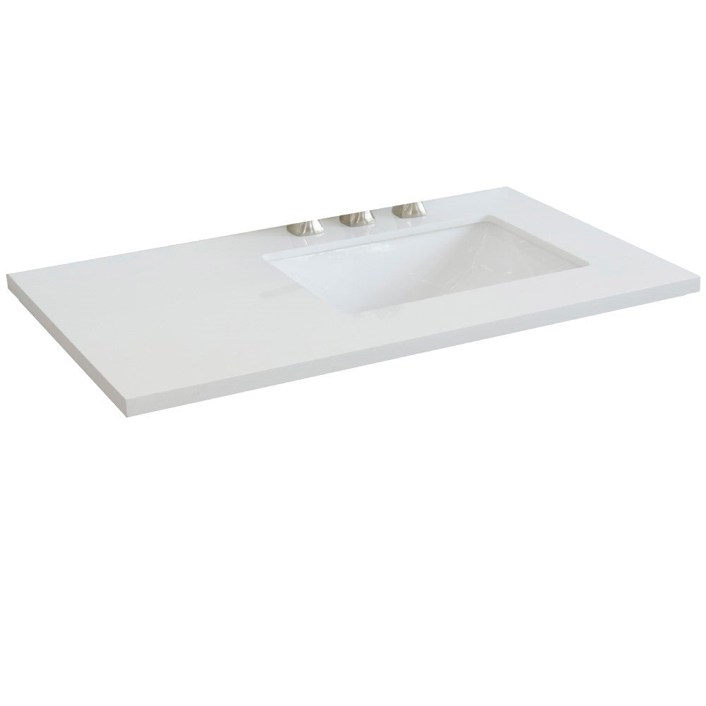 Bellterra 37" White quartz countertop and single Rectangle right sink 43000-37R-WER