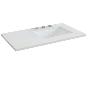 Bellterra 37" White quartz countertop and single Rectangle right sink 43000-37R-WER
