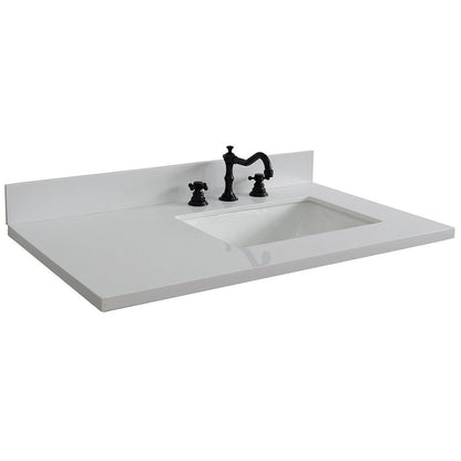 Bellterra 37" White quartz countertop and single Rectangle right sink 43000-37R-WER