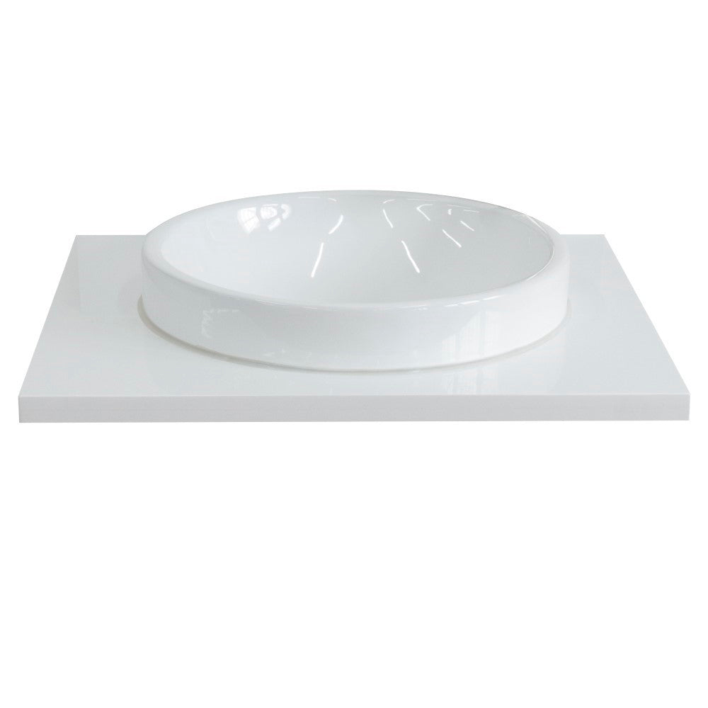 Bellaterra 25” White Quartz Countertop and Single Round Sink 430003-25-WERD