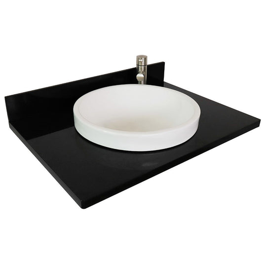 Bellaterra 31"Black Galaxy Countertop with round White Ceramic sink 430003-31-BGRD