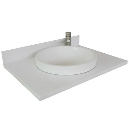 Bellaterra 31" White Quartz Top with round White Ceramic sink 430003-31-WERD