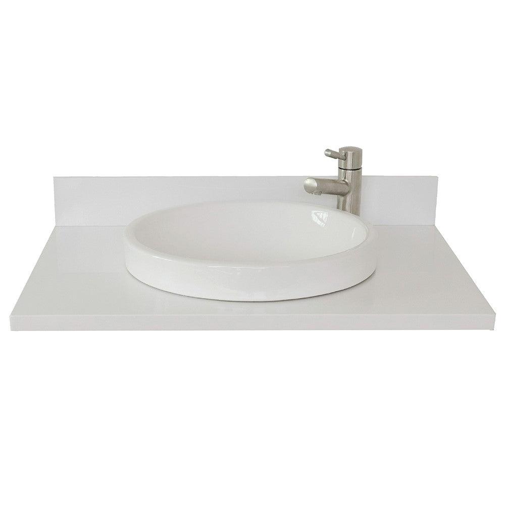 Bellaterra 31 in. White Quartz Countertop With Round Sink 430003-31-WERD