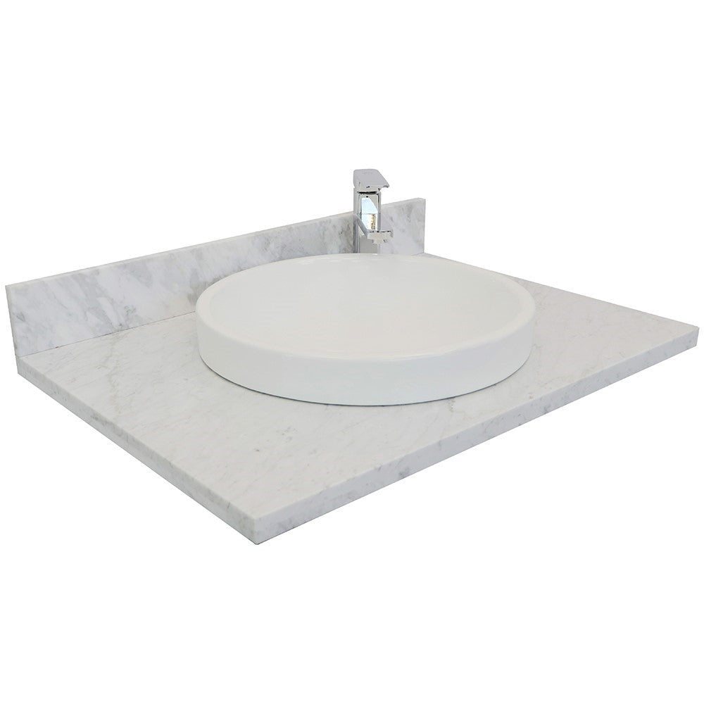 Bellaterra 31" White Carrara Top with round White Ceramic sink 430003-31-WMRD