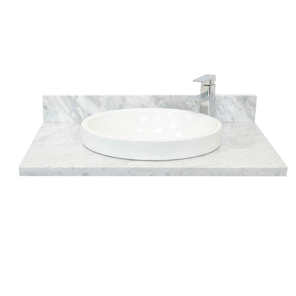 Bellaterra 31 in. White Carrara Countertop With Round Sink 430003-31-WMRD