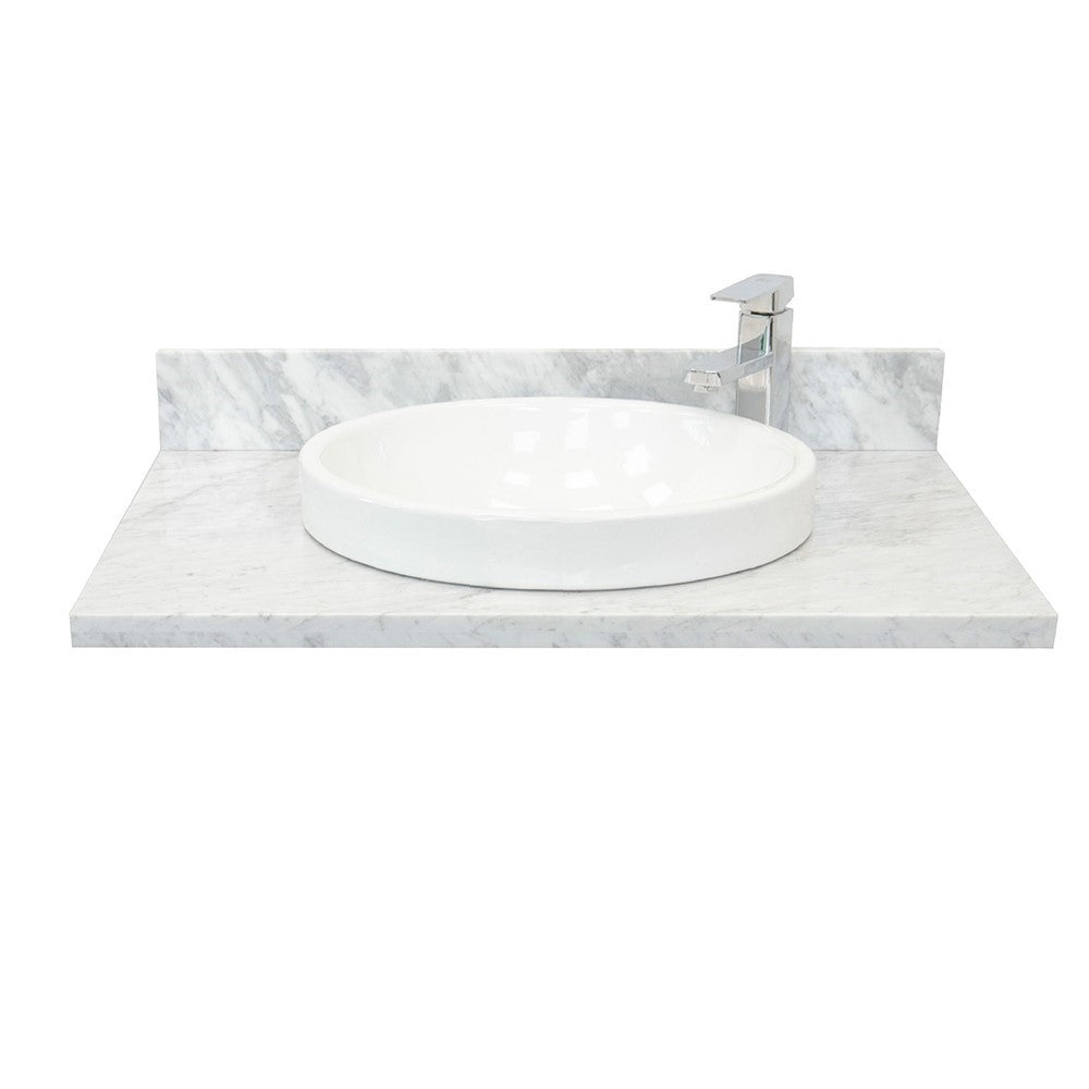 Bellaterra 31" White Carrara Top with round White Ceramic sink 430003-31-WMRD