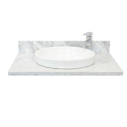 Bellaterra 31" White Carrara Top with round White Ceramic sink 430003-31-WMRD