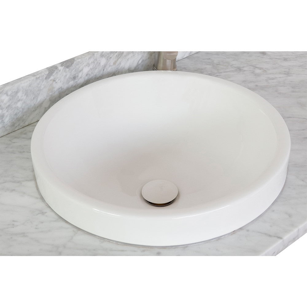 Bellaterra 31" White Carrara Top with round White Ceramic sink 430003-31-WMRD