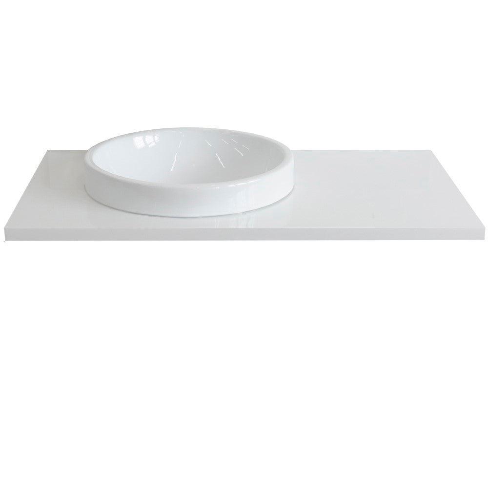 Bellaterra 37" White quartz Countertop and single Round left sink 430002-37L-WERD