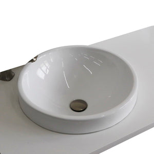 Bellaterra 37" White quartz Countertop and single Round left sink 430002-37L-WERD