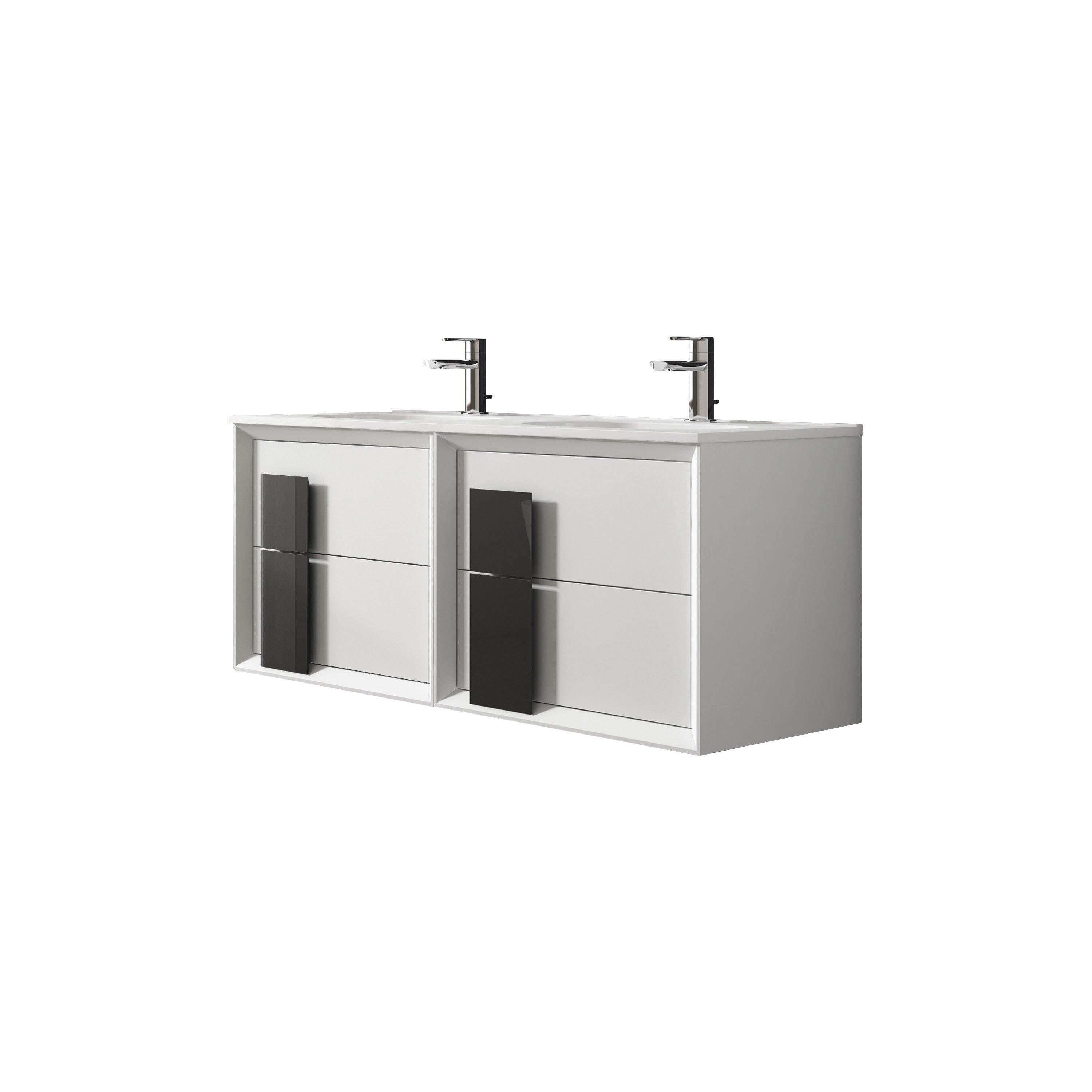 Lucena Bath 48" Décor Cristal Vanity in White, Black, Grey, White and Black or White and Grey - The Bath Vanities
