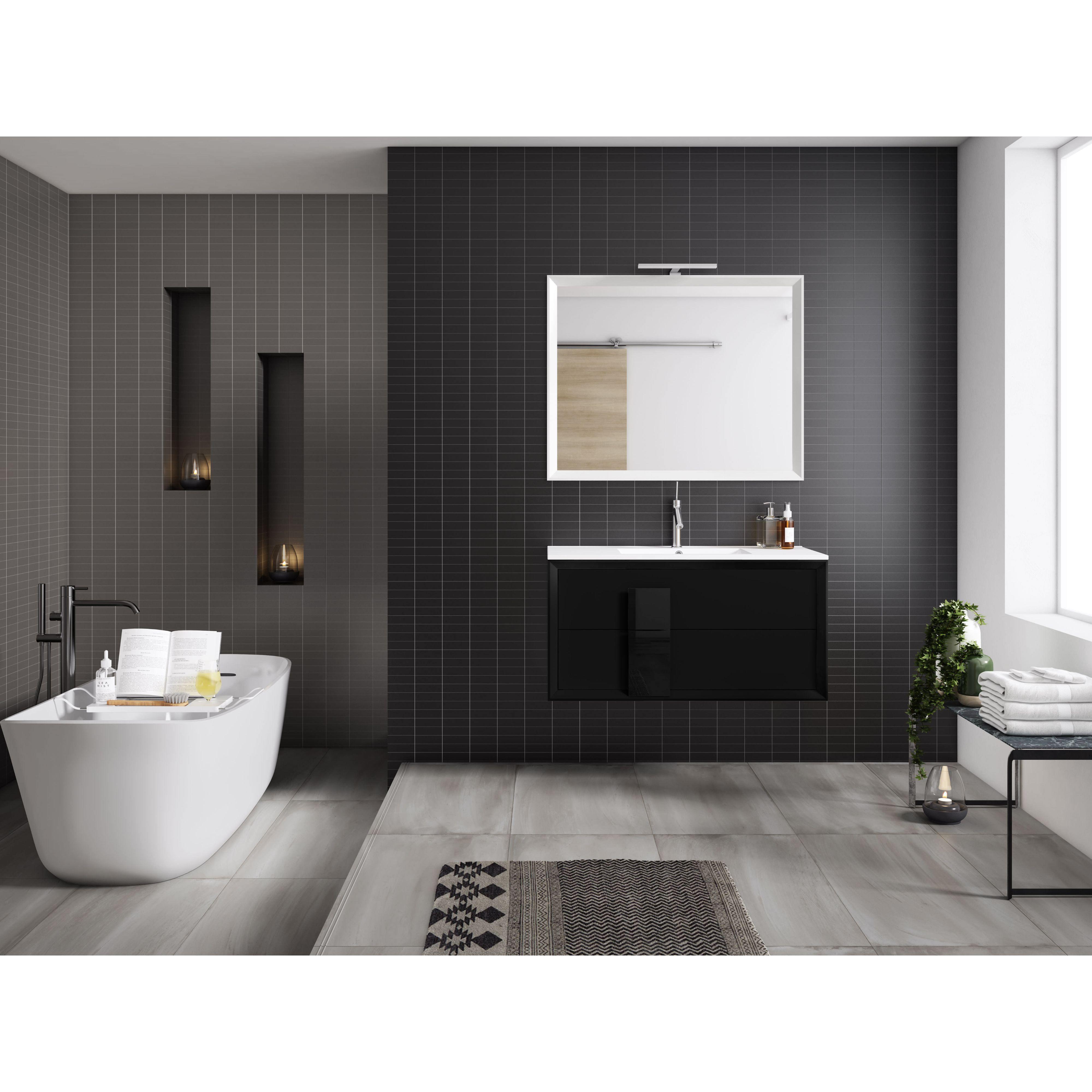 Lucena Bath 48" Décor Cristal Vanity in White, Black, Grey, White and Black or White and Grey - The Bath Vanities